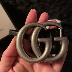 Silver Double GG Gucci belt